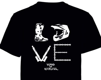 LOVE  printed t shirt - motorsport inspired apparel - moto motocross motorsports quadbikes bikes dirtbikes supercross riding
