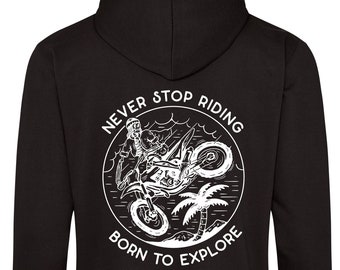 Never Stop Riding!   printed hoodie  - motorsport inspired apparel - motocross moto quadbikes bikes motorsports youth apparel dirt bikes