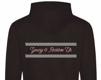 Check style Young and Reckless UK   Hoodie - Motorsport inspired apparel - moto motocross motobikes bikes quadbikes stock car