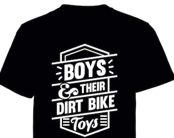 Boys  & their Dirt Bike Toys  printed t shirt - motorsport inspired apparel - moto motocross motorsports quadbikes bikes dirtbikes