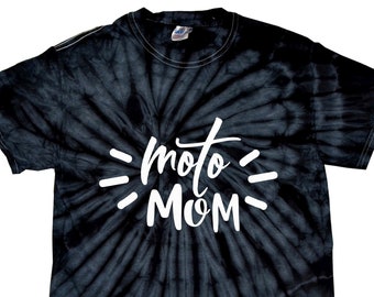 Moto Mum Tie Dye Tee - Moto Mom - Black & Pink - Mother's Day - Mum - Mom - Action Sports Inspired Apparel - Moto - Motocross - Supercross