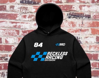 Custom printed Name and Numbers on your own Race Hoodie - Reckless Racing Division - motorsports - action sports - racing