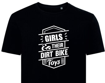 Girls and their Dirt Bike toys  printed t shirt - motorsport inspired apparel - moto motocross motorsports bikes dirtbikes supercross