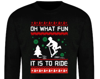 Oh what fun it is to ride Scooter Christmas Hoodie / Sweatshirt / Tee - Action Sports Inspired Apparel - Scooter Christmas Jumper Day