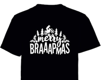 Merry Braaapmas adult T shirt - Motorsport Inspired Apparel - Christmas dirt bikes motocross motorsports moto xmas