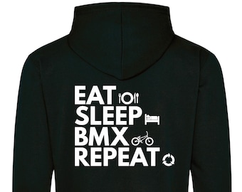 Eat sleep BMX Repeat printed Hoodie - Action Sports Apparel - BMX bmxlife bikes skatepark