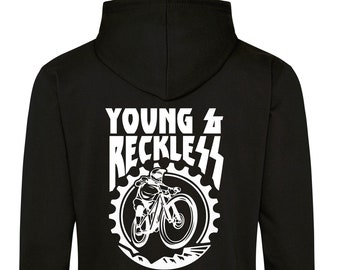 Mountain Bike / BMX Bike Hoodie design - Young and Reckless UK outdoors trail bikes dirt bikes MTB hoodies
