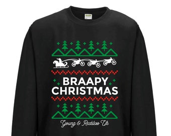 Motocross Christmas Jumper - Motorsport Inspired Apparel - Moto MX Motocross Dirtbikes Xmas Sweater Jumper Sweatshirt Braapy Christmas
