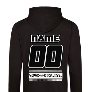 Custom printed Name and Numbers on your own Race Hoodie - Moto MX Motocross Motorsports dirtbikes racing stock car supercross
