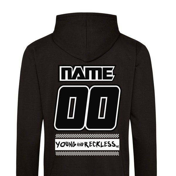 Individuell bedruckter Name und Zahlen auf Ihrem eigenen Renn-Hoodie - Moto MX Motocross Motorsports Dirtbikes Racing Stock Car Supercross