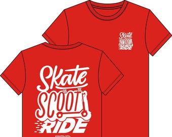Skate Scoot Ride T-Shirt design - Skate Scooter skateboarding Tees