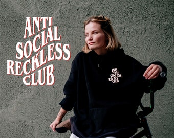 NEW Anti Social Reckless Club - Hoodie design 2  - outdoors trail dirt bikes Moto Motocross Supercross motorcycling Racing BMX MTB hoodies