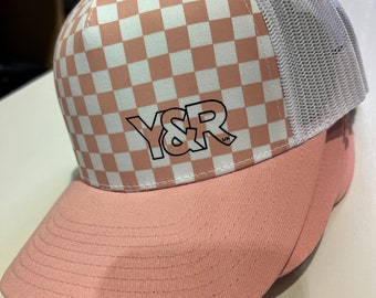 Pink Checker Trucker Snapback Cap - Young and  Reckless UK   logo - Action Sports Inspired Apparel moto mtb bmx
