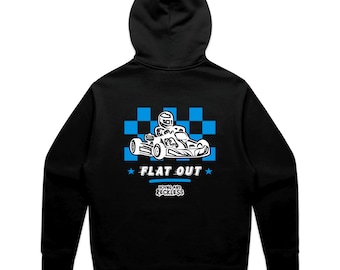 Go Kart Flat Out Hoodie design - Young and Reckless UK - karting motorsports go kart Racing Hoody