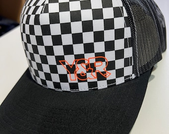 Black Checker Trucker Snapback Cap - Young and  Reckless UK   logo - Action Sports Inspired Apparel moto mtb bmx