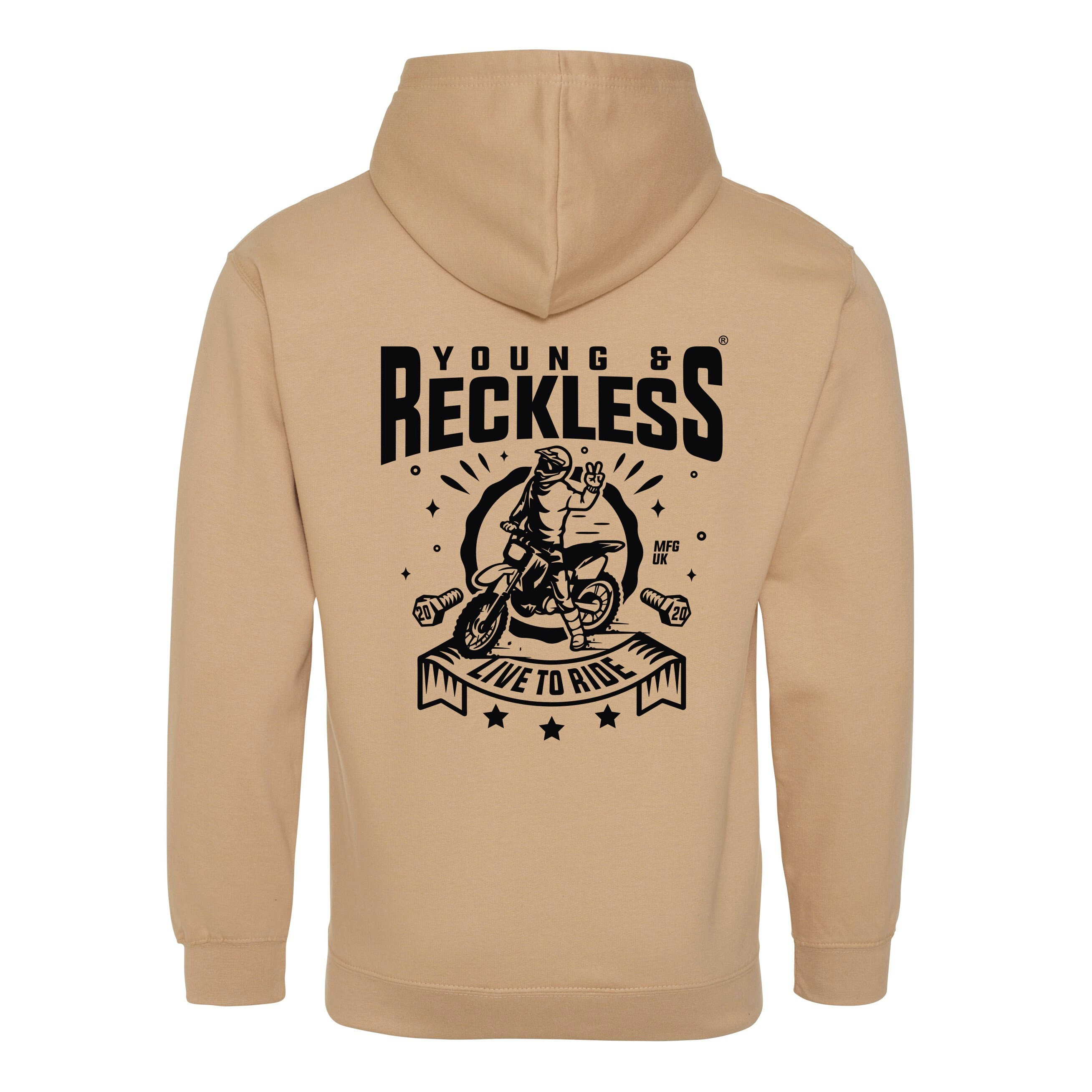 Live to Ride Young Reckless uk Hoodie Action Sports inspired apparel dirt bikes motocross supercross racing