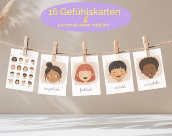16 Emotion Cards Set | Children | Gift | Naming Feelings | Therapy Supplies