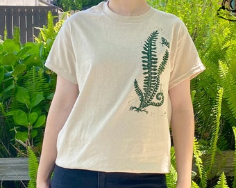 Camiseta unisex de algodón con estampado de helecho