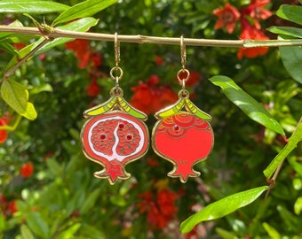 Enamel Pomegranate Earrings