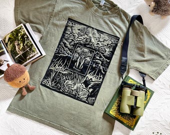 PREORDERS Warrior Cats Screenprinted T-shirt Mineral Wash Hand Dyed Shirt