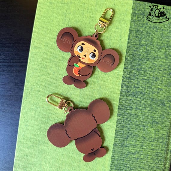 Cheburashka Wooden Keychain Double Sided - Etsy