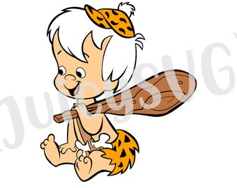 Bamm-Bamm Rubble The Flintstones SVG Layered Vector Artwork Bam Bam Cricut Cut File Silhouette Clip Art Background Face Instant Download