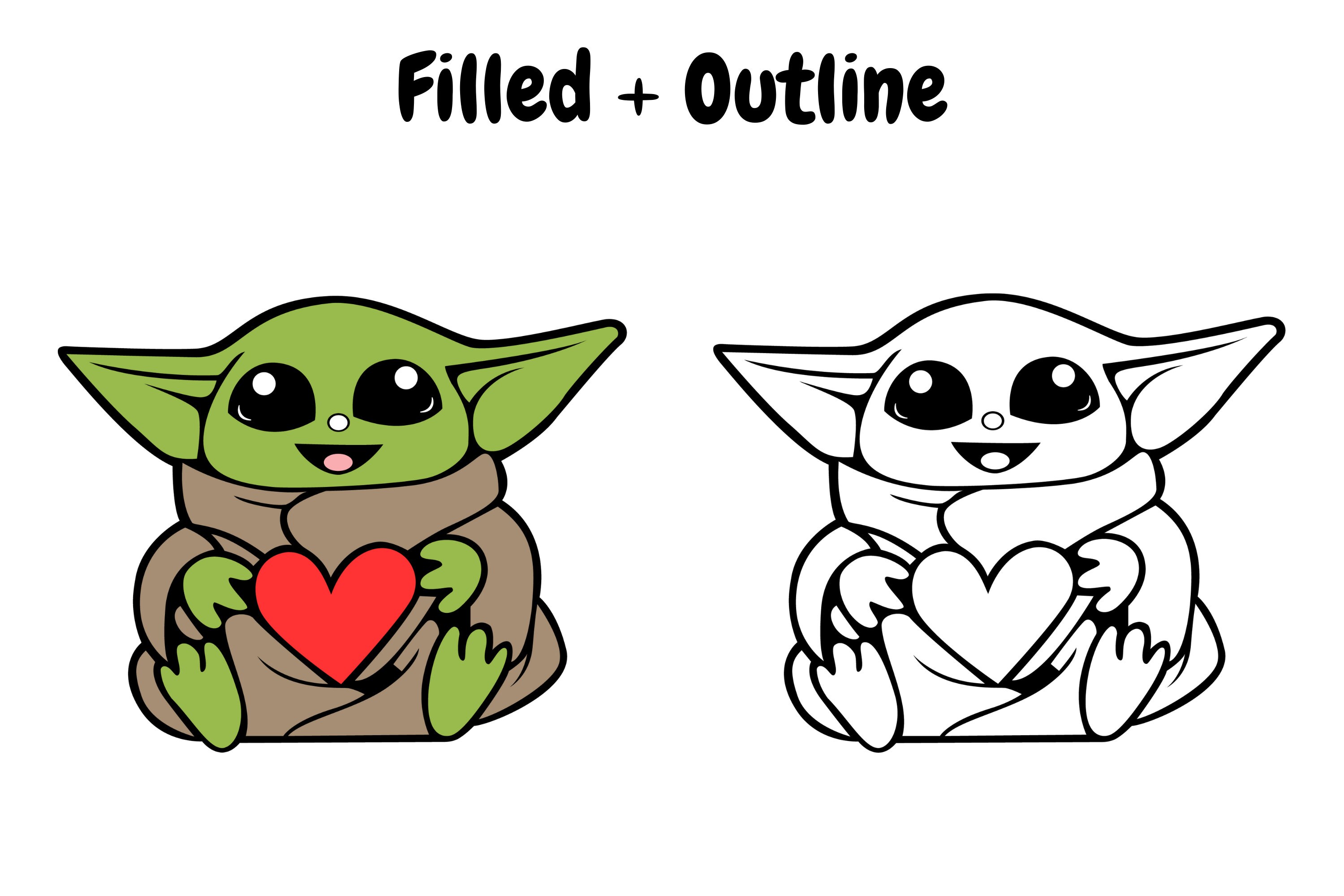 Baby Yoda mit Herz Lagen SVG Cricut Cut Datei Digitale Etsy