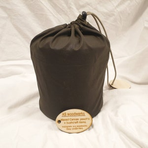 Waxed canvas bag/pouch for 16cm billy can. Waxed canvas possibles pouch/ foraging bag. Made in GB.