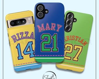 CUSTOMIZABLE Jersey Name  Phone Case, Jersey Number Aesthetic Colorful Phone Case, Custom Phone Cases, Personalized Phone Case
