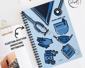 Cuaderno personalizado con temática médica, ideal para estudiantes de medicina, regalos para profesionales de la salud, cuaderno de espiral para médicos.
