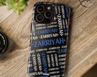 ANPASSNINGSBARA Telefonskal med namnmönster, Estetiskt telefonskal med namn, Anpassade telefonskal, Personligt telefonskal