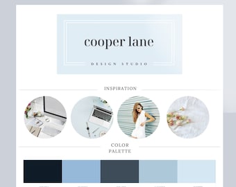 Brand Board Canva Templates, Logo Design, Social Media Icons (Digital Download)