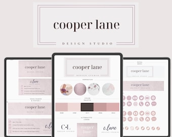 Canva Brand Board Template: Logo, Business Card, Social Media Icons (Editable)