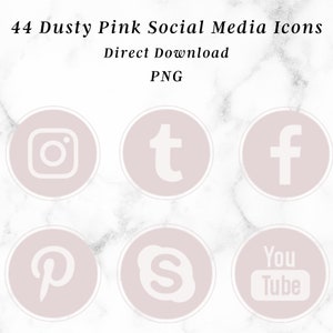 Light Pink Social Media Icons, Dusty Rose Social Media Icons
