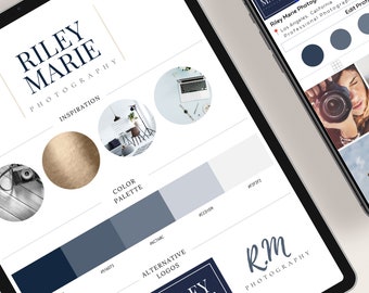 Canva Brand Board Template: Logo, Business Card, Social Media Icons (Editable)