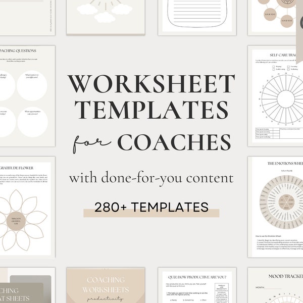 Complete Coaching Worksheet Bundle for Life Coaches, Business Coaches - Editable Canva Templates, Online Coaching Business