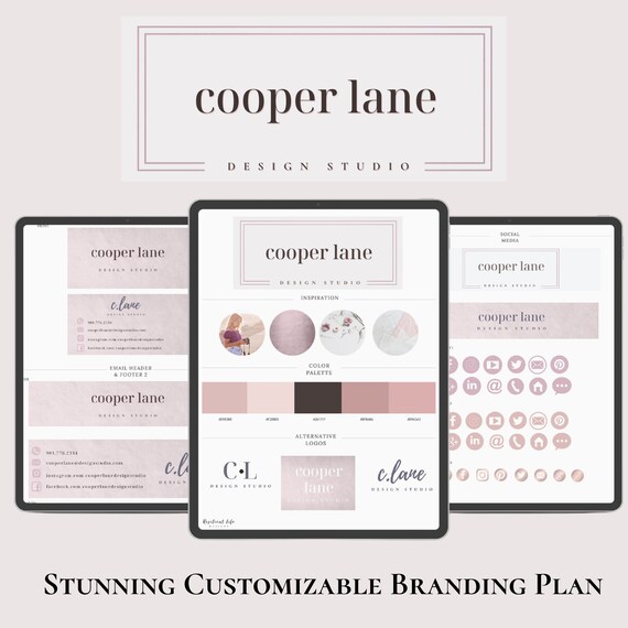 Canva Brand Board Template: Logo, Business Card, Social Media Icons (Editable)