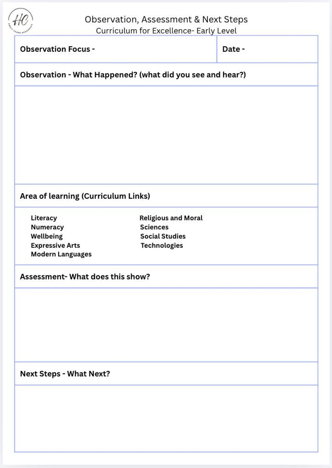 Observation Tools R6 Early Level Observation Tool - Etsy