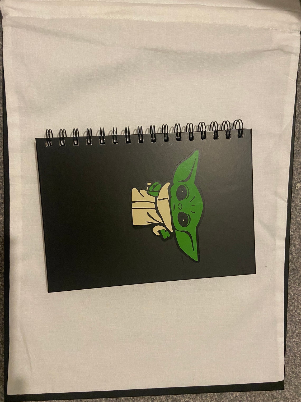 Baby Yoda inspired personalised notebook Etsy