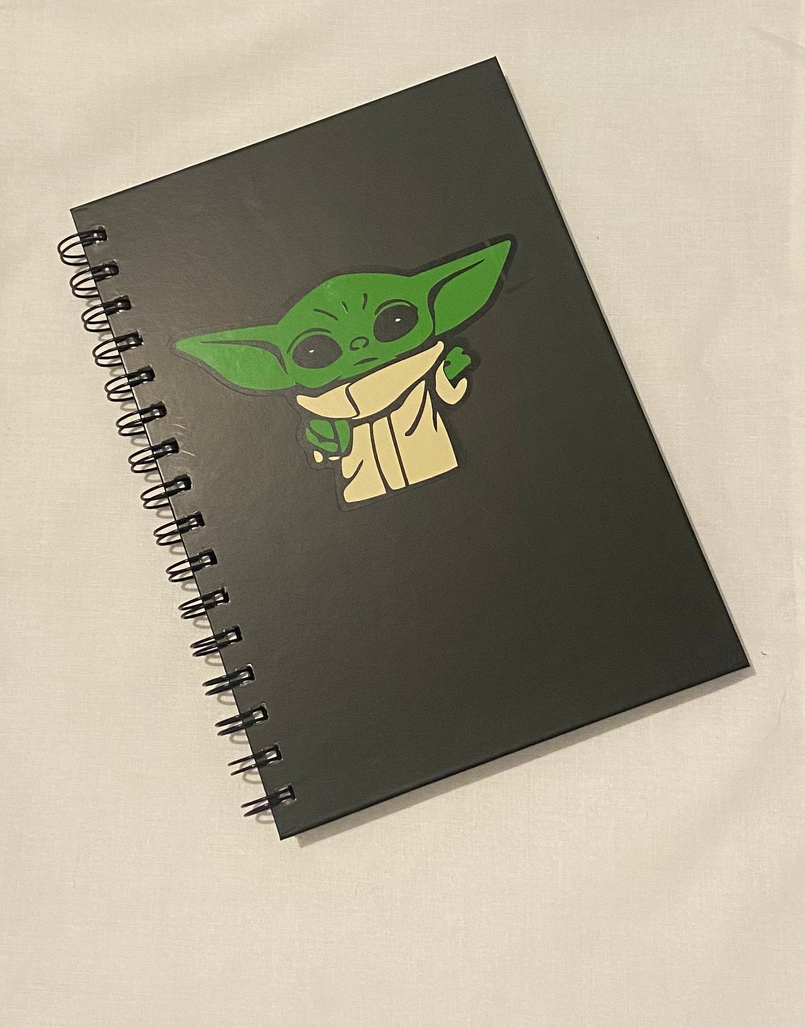 Baby Yoda inspired personalised notebook Etsy