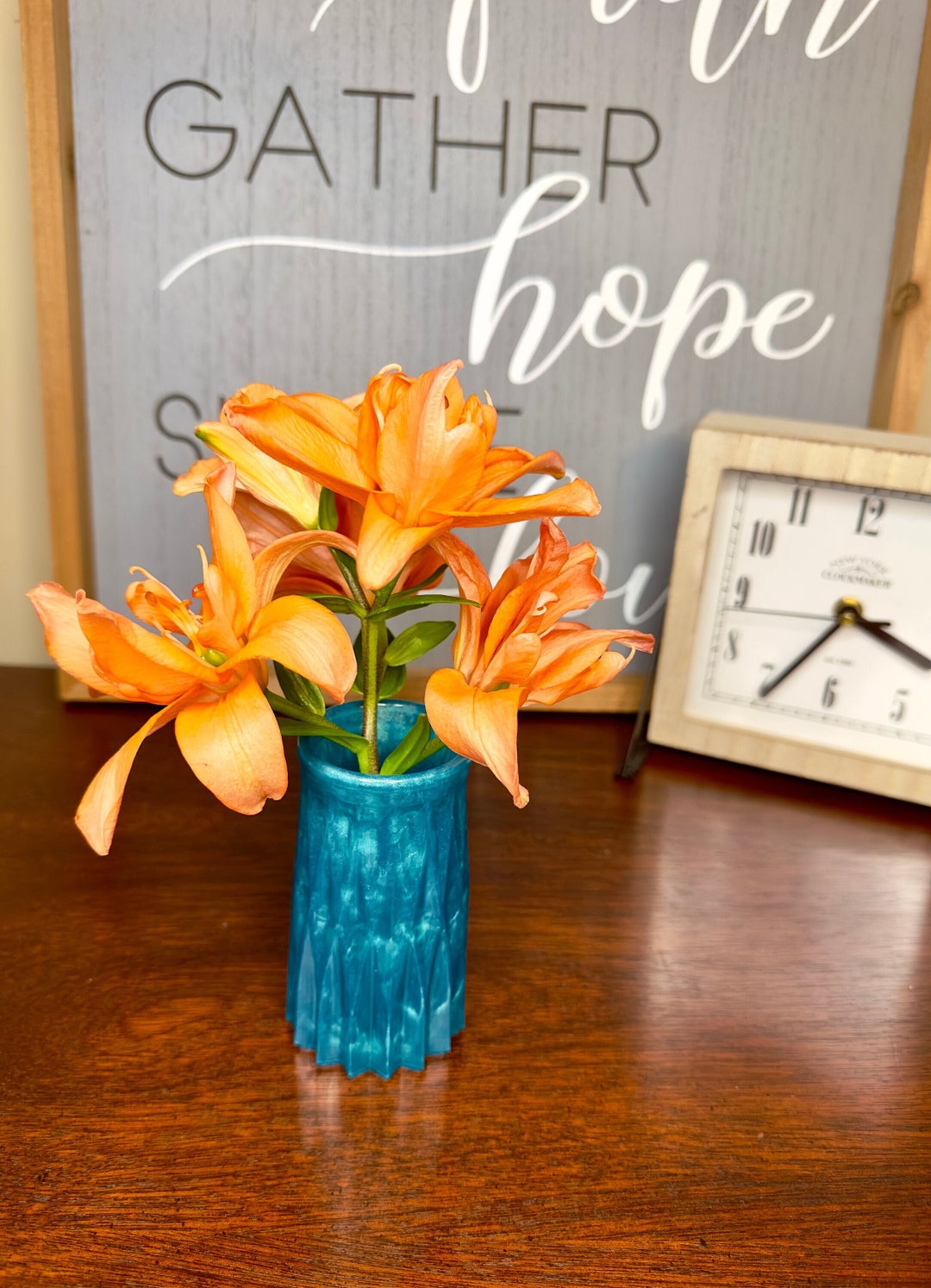 Resin Flower Vase Customize Your Color Resin Art Gift Etsy