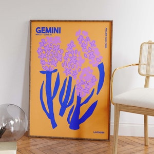 Zwillinge Wandkunst | Sternzeichen Poster | Astrologie-Wand-Dekor | Sternzeichen Print | Geschenk für Zwillinge