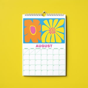 2024 Calendar 12 Month Wall Hanging Calendar A4 Calendar Abstract Floral Calendar Colourful Planner image 7