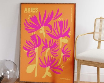 Aries Wall Art | Zodiac Poster | Astrology Wall Decor | Zodiac Sign Print | Aries Gift