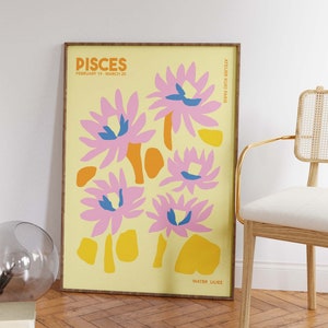 Pesci Wall Art / Poster Zodiaco / Decorazione murale Astrologia / Stampa Segno Zodiacale / Regalo Pesci