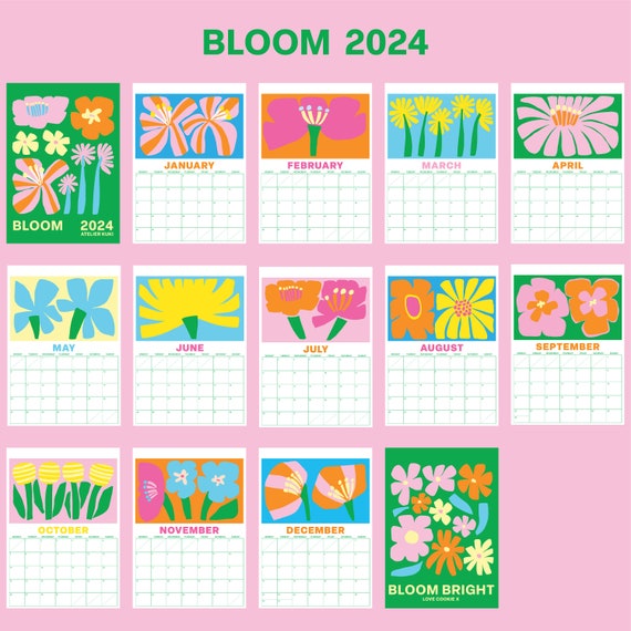 Calendrier 2024 Calendrier mural de 12 mois Calendrier A4 Calendrier floral  abstrait Planificateur coloré -  France