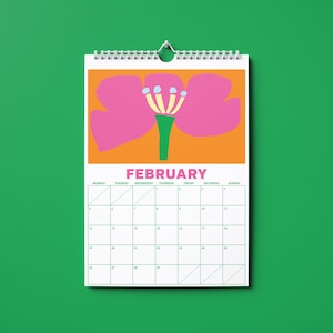 2024 Calendar 12 Month Wall Hanging Calendar A4 Calendar Abstract Floral Calendar Colourful Planner image 3