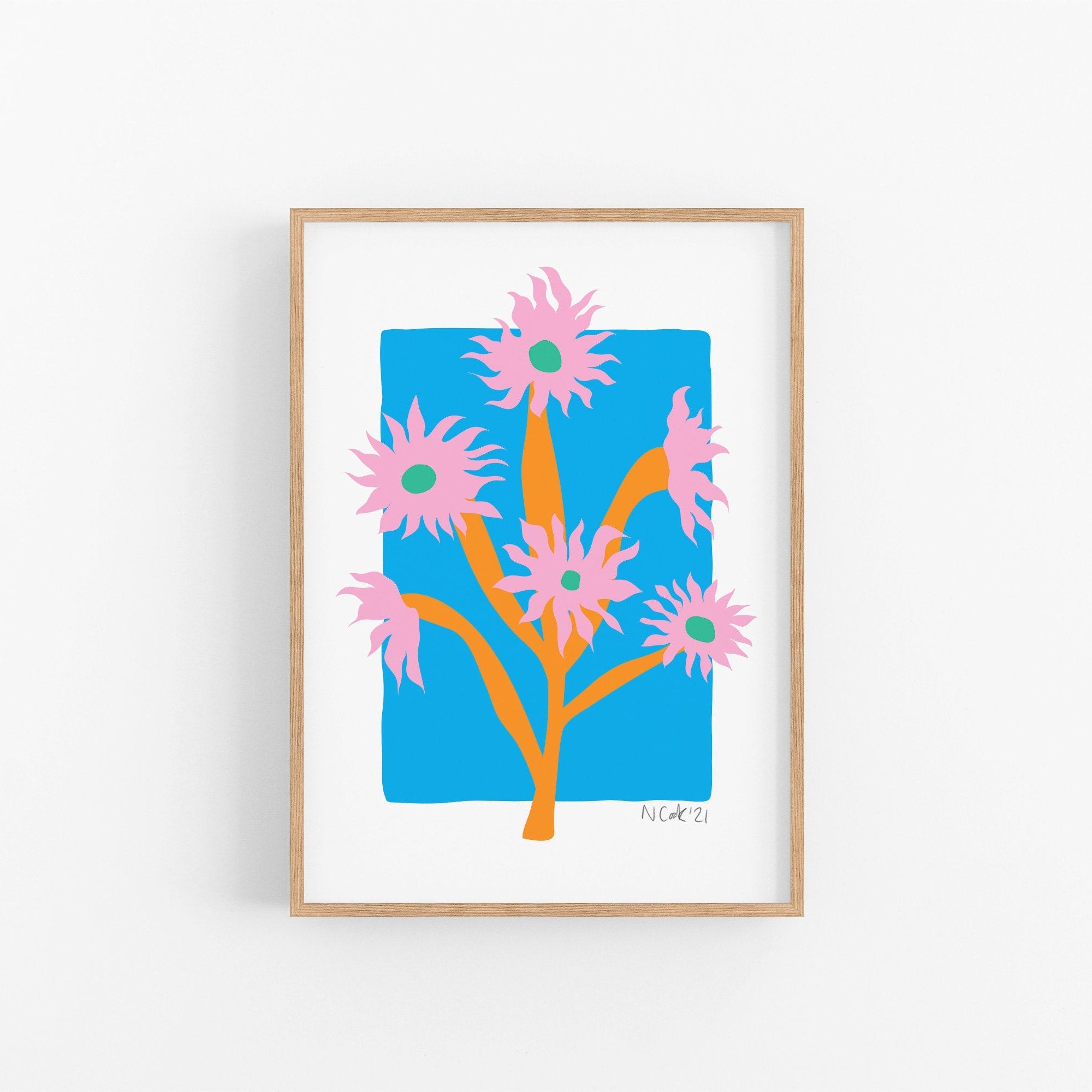 | Blossom No1 | d'art Floral Mural Botanique Modernes Du Milieu Siècle Impression de Fleurs