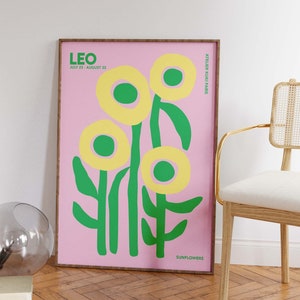 Muurkunst Leeuw | Dierenriemposter | Astrologie wanddecoratie | Sterrenbeeld print | Leeuw cadeau