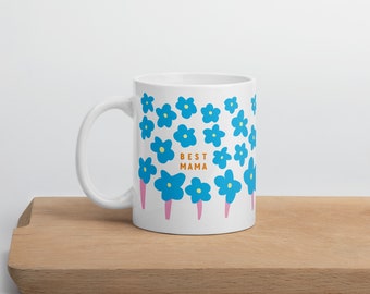 Meilleure tasse maman | Cadeau Fête des Mères | Mug floral personnalisé pour maman | Cadeau pour maman | Tasse à café